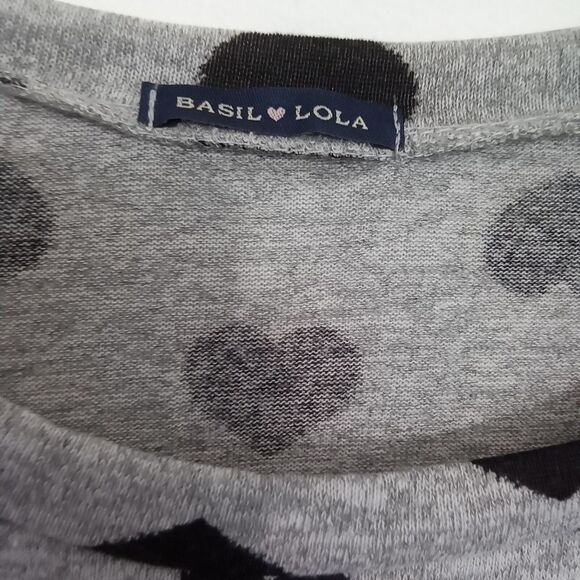 Basil & Lola gray and black crop top‎ hearts Women large - Picture 5 of 9